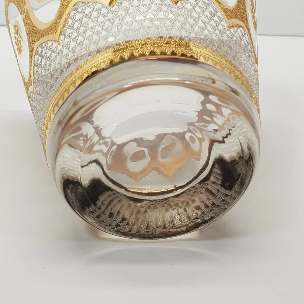 Culver Double Old Fashioned Glass Regency White Textured Medallion MCM QTY of 1